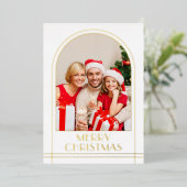 Elegante boog gepersonaliseerde familiefoto Kerstm Folie Feestdagenkaart (Staand Voorkant)
