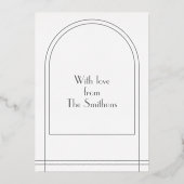 Elegante boog gepersonaliseerde familiefoto Kerstm Folie Feestdagenkaart (Achterkant)