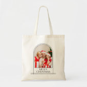 Elegante boog gepersonaliseerde familiefoto Kerstm Tote Bag (Voorkant)