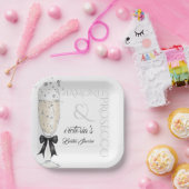 Elegante Boog Glas Bruidsdouche  Papieren Bordje (Feest)