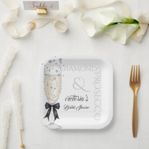 Elegante Boog Glas Bruidsdouche  Papieren Bordje