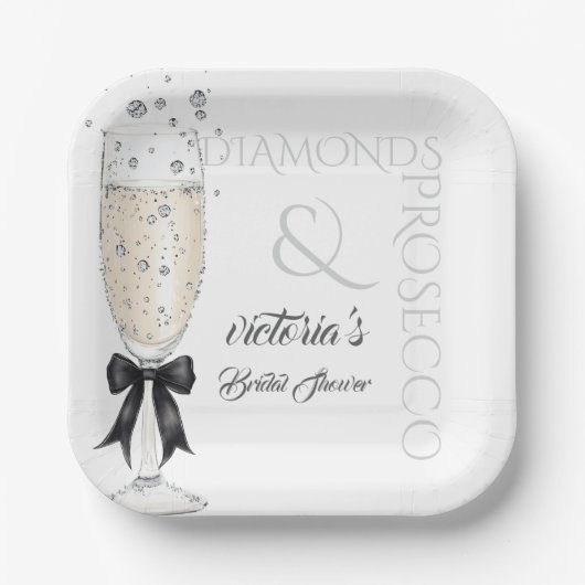 Elegante Boog Glas Bruidsdouche  Papieren Bordje (Voorkant)