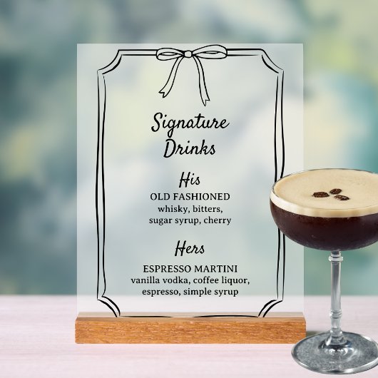 Elegante boog handtekening Drinken bruiloft bar me Acryl Bord
