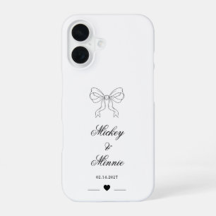 Elegante Boog & Hart Gepersonaliseerd Ontwerp Brui iPhone 16 Hoesje