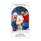 Elegante Boog Hond Kerstmis Custom Modern Huisdier Etiket (Voorkant)