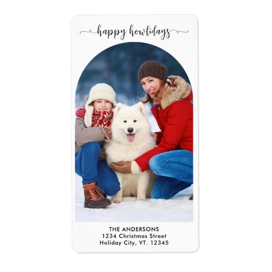 Elegante Boog Hond Kerstmis Custom Modern Huisdier Etiket (Voorkant)