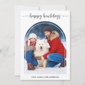 Elegante Boog Hond Kerstmis Custom Modern Huisdier Feestdagenkaart (Voorkant)