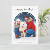 Elegante Boog Hond Kerstmis Custom Modern Huisdier Feestdagenkaart (Staand voorkant)