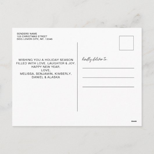 Elegante Boog Hond Kerstmis Custom Modern Huisdier Feestdagenkaart (Achterkant)