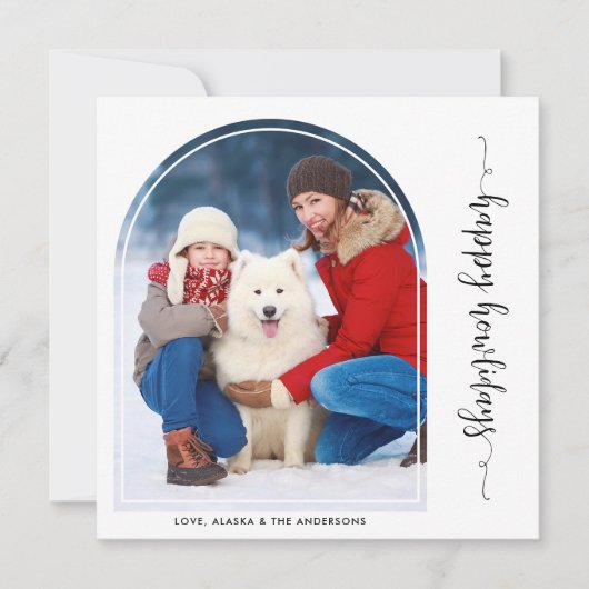 Elegante Boog Kerstmis Custom Modern Huisdier Hond Feestdagenkaart (Voorkant)