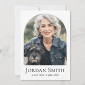 Elegante boog klassieke witte foto begrafenissympa bedankkaart (Voorkant)