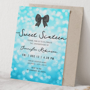 Elegante Boog & Lichten Sweet Sixteen Turquoise  Kaart