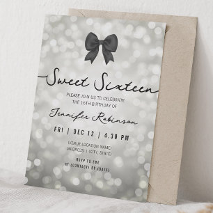 Elegante Boog & Lichtjes Sweet Sixteen Zilver  Kaart