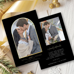 Elegante Boog Liefde & Dank Foto Trouw Dank Je Folie Uitnodiging