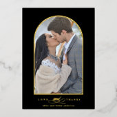 Elegante boog Liefde & Dank Foto Trouw Dankjewel Folie Uitnodiging (Voorkant)