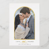 Elegante Boog Liefde & Dank Foto Trouw Dankjewel Folie Uitnodiging (Voorkant)