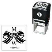 Elegante boog lint #5V bruiloft paar Initialen DT Zelfinktende Stempel (In situ)
