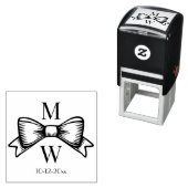 Elegante boog lint #6V bruiloft paar Initialen DT Zelfinktende Stempel (In situ)