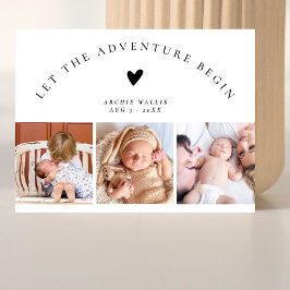 Elegante Boog Minimaal Fotocollage Baby Shower Briefkaart