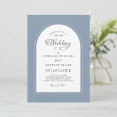 Elegante Boog Moderne Kalligrafie Bruiloft Stoffig Kaart (Staand voorkant)