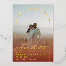 Elegante Boog Moderne Kalligrafie Save the Date Folie Uitnodiging