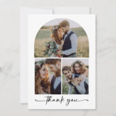Elegante boog Multi foto collage bruiloft Bedankkaart (Voorkant)
