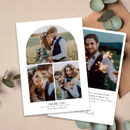 Elegante boog Multi foto collage bruiloft Bedankkaart