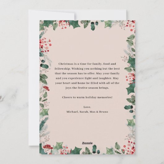 Elegante boog Multi foto familie kerst Kaart (Achterkant)