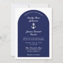 Elegante boog Navy & Witte Nautilus-huwelijk
