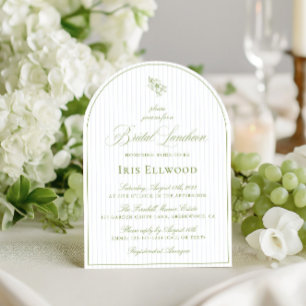 Elegante Boog Sage Groen & Blauw Bruids Lunch Kaart