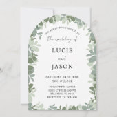 Elegante Boog Sagegroene Eucalyptus Bruiloft Kaart (Voorkant)