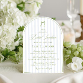 Elegante Boog Salie Groen & Blauw Bruidslunch Kaart