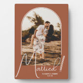 Elegante boog terracotta trouwfoto fotoplaat (voorkant)