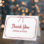 Elegante boog tijdloze bruiloft Crimson rood Bedankkaart