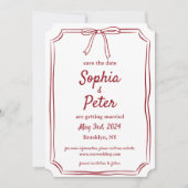 Elegante boog tijdloze bruiloft Crimson rood Save The Date (Voorkant)