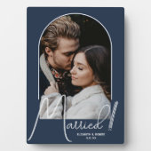 Elegante boog trouwfoto marineblauw fotoplaat (voorkant)