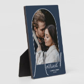 Elegante boog trouwfoto marineblauw fotoplaat (Zijkant)