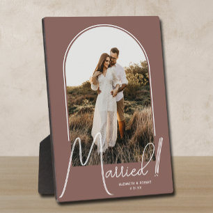 Elegante Boog Trouwfoto Rose Taupe Fotoplaat