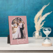 Elegante boog trouwfoto Stof roze Fotoplaat (Zijkant)