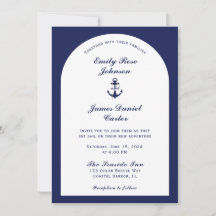 Elegante boog witte en marineblauwe nautische trou