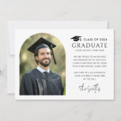 Elegante boog witte foto graduatie cap aankondiging (Voorkant)