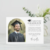 Elegante boog witte foto graduatie cap aankondiging (Staand voorkant)