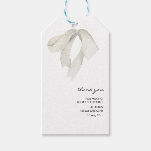 Elegante Boog Zij Knoopt de Knoop Bruidsmeisjesfee Cadeaulabel (Voorkant)