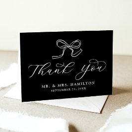 Elegante boog zwart-wit bruiloft bedankkaart