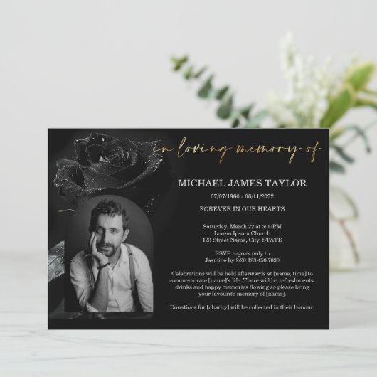 Elegante boogfoto in liefdevolle herinnering begra kaart (Staand voorkant)