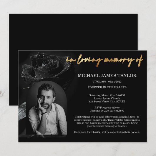 Elegante boogfoto in liefdevolle herinnering begra kaart (Voorkant / Achterkant)