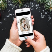 Elegante boogfoto Merry Christmas Taupe Feestdagen Kaart