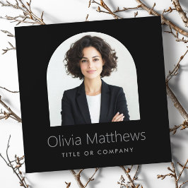 Elegante boogfoto modern professioneel zwart vierkante visitekaartje