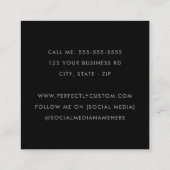 Elegante boogfoto modern professioneel zwart vierkante visitekaartje (Achterkant)