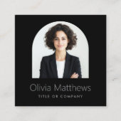 Elegante boogfoto modern professioneel zwart vierkante visitekaartje (Voorkant)